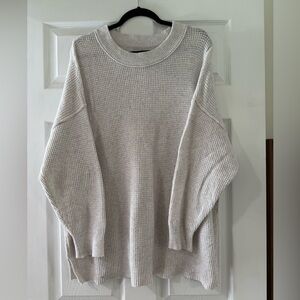 Aerie Heather Grey Waffle Knit Sweater